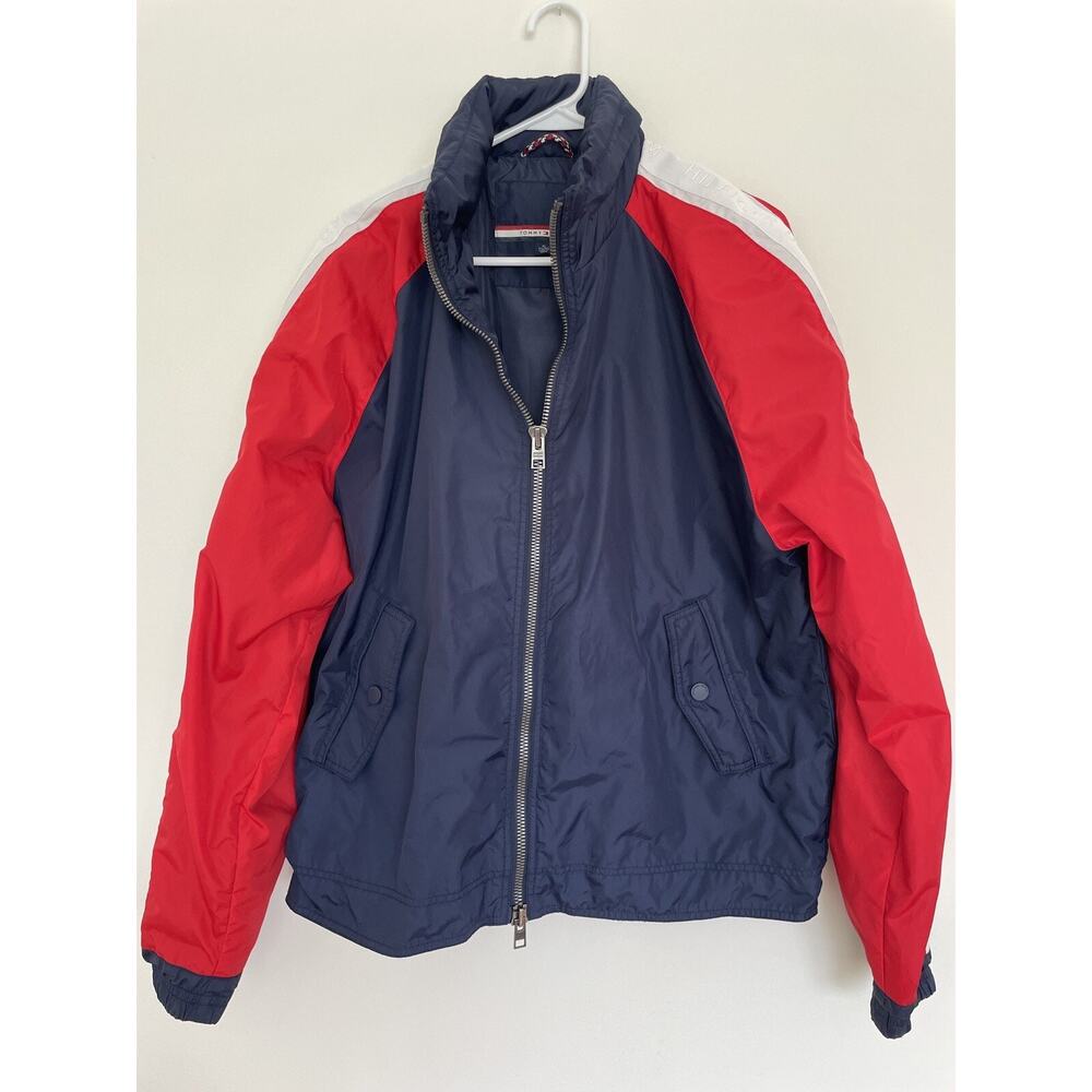 Tommy Hilfiger Bomber Jacket Men's Size XL Classic Preppy Nylon Red/White/Blue